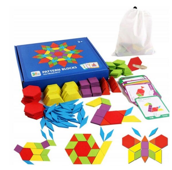 UKŁADANKA MONTESSORI KLOCKI PUZZLE DREWNIANE 155EL
