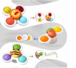 FIDGET SPINNER OBROTOWY Z PRZYSSAWKĄ SENSORYCZNĄ KĄPIEL GRZECHOTKA 3 SZTUKI - obrazek 3