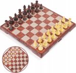 SZACHY MAGNETYCZNE WARCABY KLASYCZNE DREWNIANE 2W1 GRA LOGICZNA - obrazek 9