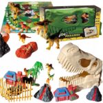 CZASZKA dinozaura + FIGURKI + DRZEWKA +MATA DO GRY