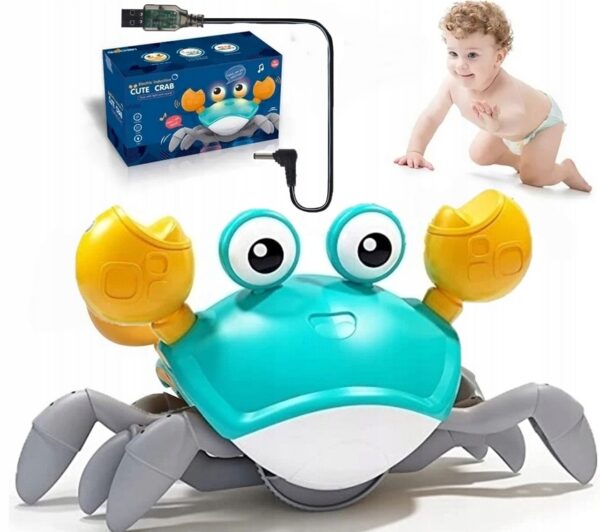 Pełzający KRAB interaktywny dźwięk AKUMULATOR gra muzyka światła CZUJNIK