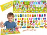 Montessori 7w1 – Drewniana Edukacyjna Gra Logiczna Cyfry, Literki, Rybki