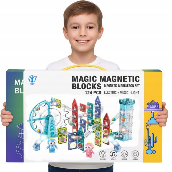 KLOCKI MAGNETYCZNE KONSTRUKCYJNE ŚWIECĄCY TOR 3D MAGNETIC EDUKACYJNE STEM