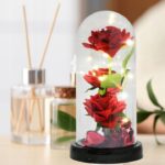 WIECZNA RÓŻA W SZKLE LED ŚWIECĄCA NA BATERIE +KABEL USB NA DZIEŃ MAMY MATKI - obrazek 4