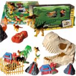 CZASZKA dinozaura + FIGURKI + DRZEWKA +MATA DO GRY