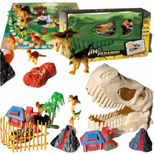 CZASZKA dinozaura + FIGURKI + DRZEWKA +MATA DO GRY