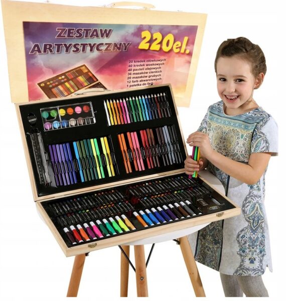 Zestaw artystyczny do malowania w walizce DREWNO