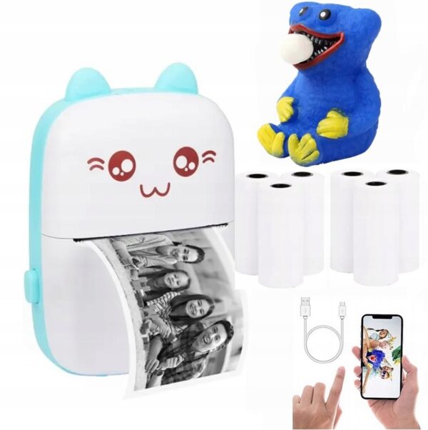 DRUKUŚ DRUKARKA TERMICZNA MINI KOT + ROLKI+ GRATIS GNIOTEK
