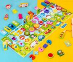 Montessori 7w1 – Drewniana Edukacyjna Gra Logiczna Cyfry, Literki, Rybki - obrazek 8