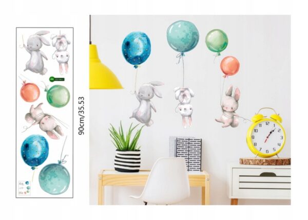 Naklejki na ścianę króliczki balony dla dzieci