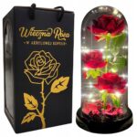 WIECZNA RÓŻA W SZKLE LED ŚWIECĄCA NA BATERIE +KABEL USB NA DZIEŃ MAMY MATKI - obrazek 2