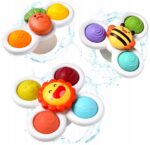 FIDGET SPINNER OBROTOWY Z PRZYSSAWKĄ SENSORYCZNĄ KĄPIEL GRZECHOTKA 3 SZTUKI - obrazek 2