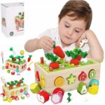Drewniana kostka Montessori SORTER KLOCKI MAGNEZ