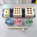 Sorter drewniany POCIĄG RYBKI WĘDKA GRY MONTESSORI - obrazek 4