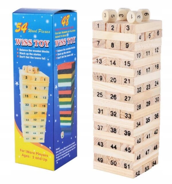 Gra zręcznościowa JENGA 54 elementy 5 lat KLOCKI DREWNIANE