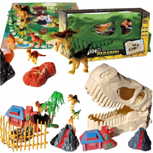 CZASZKA dinozaura + FIGURKI + DRZEWKA +MATA DO GRY