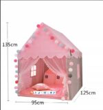 Namiot Domek dla Dzieci Zamek Pałac do Pokoju Ogrodu Domu + Lampki LED Róż - obrazek 2
