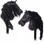 KOŃ NA KIJU ZABAWKA GŁOWA KONIA HOBBY HORSE KONIK PREZENT DŹWIĘK CZARNY