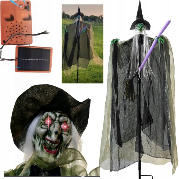 Halloween Strach NA Dekoracja Ogrodu SOLAR - DZWIĘK baba jaga
