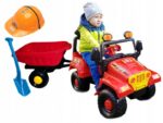 SAMOCHÓD TERENOWY JEEP NA PEDAŁY+ PRZYCZEPA+ŁOPATA