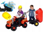 OGROMNY TRAKTOR NA PEDAŁY Z PRZYCZEPKĄ + KASK