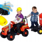 OGROMNY TRAKTOR NA PEDAŁY Z PRZYCZEPKĄ + KASK