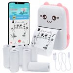 DRUKUŚ DRUKARKA KOT TERMICZNA + 5 szt ROLEK MINI DRUKARKA PRZENOŚNA papier
