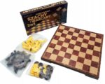 SZACHY MAGNETYCZNE WARCABY KLASYCZNE DREWNIANE 2W1 GRA LOGICZNA - obrazek 2