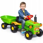 DUŻY ZIELONY TRAKTOR NA PEDAŁY Z PRZYCZEPĄ TRAKTOREK + PRZYCZEPA Z KIPREM - obrazek 3