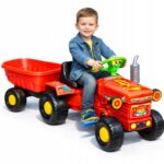 DUŻY ZIELONY TRAKTOR NA PEDAŁY Z PRZYCZEPĄ TRAKTOREK + PRZYCZEPA Z KIPREM - obrazek 4
