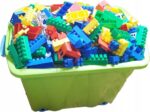 KLOCKI KONSTRUKCYJNE 500 elementów + POJEMNIK NA KÓŁKACH + DRZEWKA + ZNAKI - obrazek 8