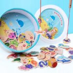 Łowienie Rybek Drewniane Rybki Magnes Wędki Puzzle - obrazek 3
