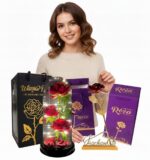 WIECZNA RÓŻA LED + Złota Róża LOVE! PREZENT Dzień Kobiet/Walentynki/Matki - obrazek 3