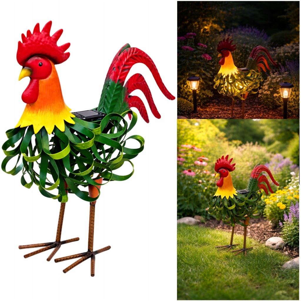 a9e8dac0-9396-4115-97f3-71c9a4934950.jpeg Figurka ogrodowa KOGUT Metalowy LED SOLAR 40 cm PTAK RZEŻBA do Ogrodu Taras - obrazek 1