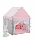 Namiot Domek dla Dzieci Zamek Pałac do Pokoju Ogrodu Domu + Lampki LED Róż - obrazek 7