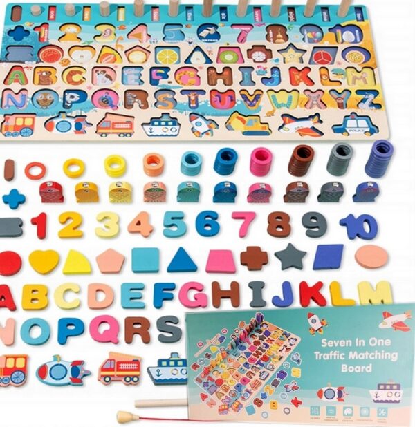UKŁADANKA MONTESSORI KLOCKI PUZZLE DREWNIANE Trening MÓZGU RYBKI literki