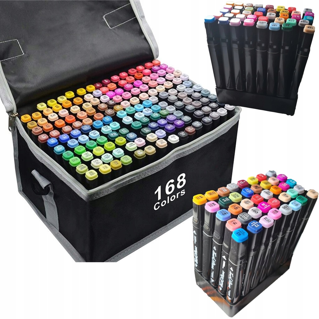 bf2907b5-5cd1-4ecf-8f4d-eb43d6c5acc0.jpeg MARKERY MAZAKI ALKOHOLOWE MANGA ZESTAW 168SZT ORGANIZER + TORBA + SZELKI - obrazek 1