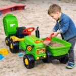 DUŻY ZIELONY TRAKTOR NA PEDAŁY Z PRZYCZEPĄ TRAKTOREK + PRZYCZEPA Z KIPREM - obrazek 6