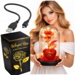 WIECZNA RÓŻA W SZKLE LED ŚWIECĄCA NA PREZENT NA WALENTYNKI + kabel USB