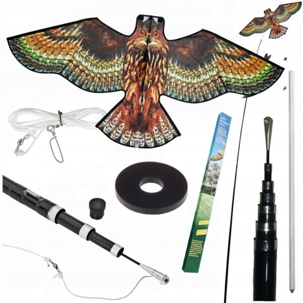 Odstraszacz Ptaków LEOPAX SOWA +TYCZKA 7M +LATAWIEC - PREMIUM SOWA 120/67cm