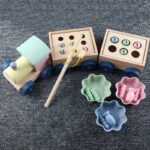 Sorter drewniany POCIĄG RYBKI WĘDKA GRY MONTESSORI - obrazek 3