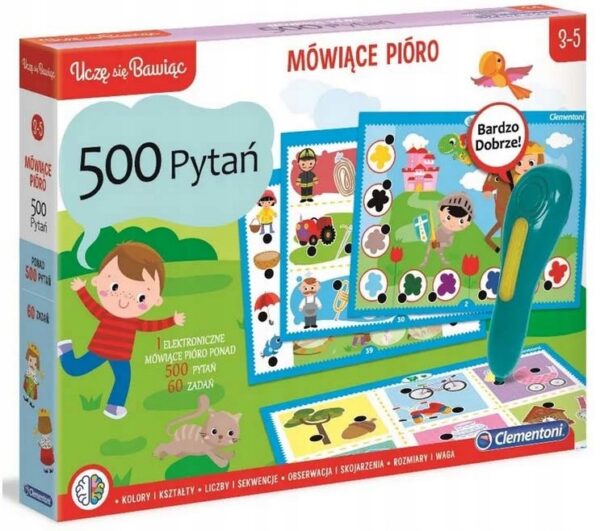 GRA EDUKACYJNA MÓWIĄCE PIÓRO 500 PYTAŃ CLEMENTONI