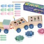 Sorter drewniany POCIĄG RYBKI WĘDKA GRY MONTESSORI