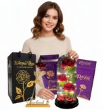 WIECZNA RÓŻA LED + Złota Róża LOVE! PREZENT Dzień Kobiet/Walentynki/Matki - obrazek 2