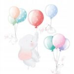 Naklejki na ścianę króliczki balony SŁONIK
