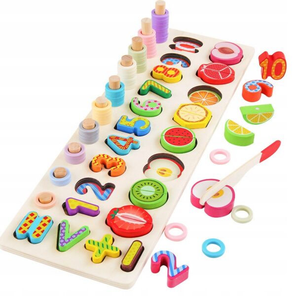 OWOCE DREWNIANE CYFRY LICZYDŁA SORTER MONTESSORI